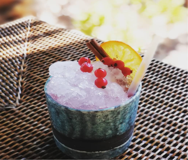 Frosted berry cocktail with citrus